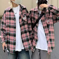 Tie-dye Plaid Long-sleeve Shirt For Men Autumn Japanese-style Vintage